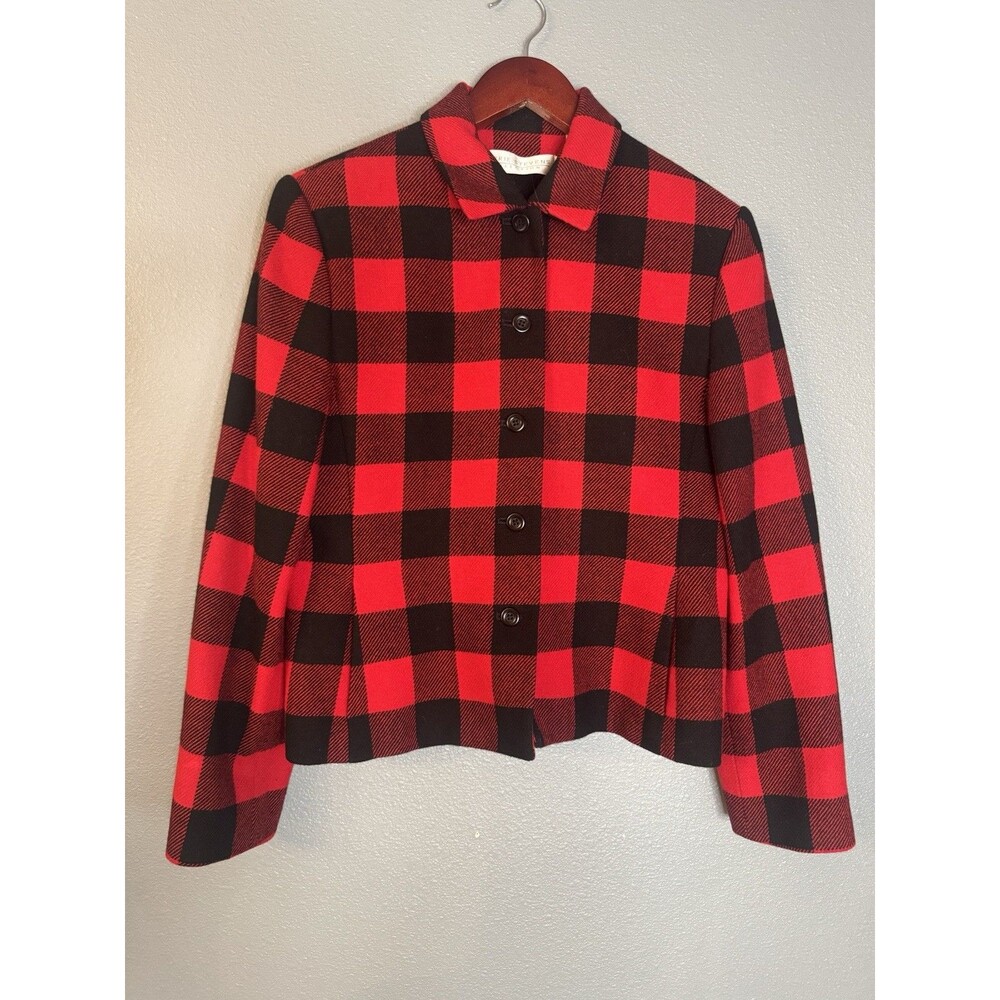 Valerie Steven’s Collection 100% Wool Buffalo Plaid Jacket Women’s 4 Red Black